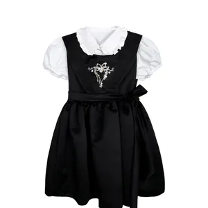 Customizable Embroidery Baby Girl Dress Set 2-Piece Mabel Collection White Short Sleeves Shirt   Black Skirt Special Occasions