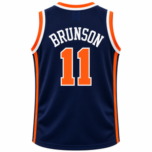 Maillot de basket-ball bleu marine pour hommes, sans manches, col en V, numéro personnalisé, nom imprimé, vêtements de sport en polyester - Product Image 1