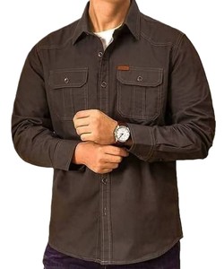 <b>Men's</b> <b>Denim</b> Twill Long Sleeve <b>Shirts</b> Polyester/Cotton Solid Casual Washed Quick Dry - Product Image 5