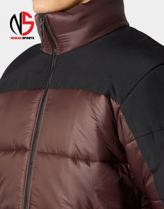 Veste matelassée en nylon à blocs de couleur pour homme, avec logo personnalisé, coupe-vent, chaude, pour l'hiver, veste d'extérieur pour homme, veste rembourrée - Product Image 5