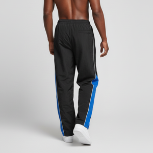 Pantalon de survêtement noir pour homme avec bande latérale bleue, taille élastique et cordon de serrage, décontracté, pour l'été, en polyester léger et respirant - Product Image 6