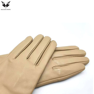 Classy Beige <b>Long</b> Leather <b>Gloves</b> Women Opera Length Faux Leather Mittens High Quality Lady Autumn Winter Fashion Accessories - Product Image 3
