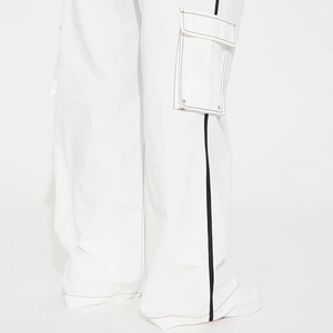 <b>Women's</b> <b>White</b> Windbreaker Pants Mid Waist Drawstring Regular Fit Full Length Formal Waterproof Eco-Friendly Winter Canvas - Product Image 6