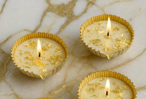 ชามดอกบัวสีทองสำหรับใส่เทียนลอยน้ำ ตกแต่งบ้าน งานแต่งงาน และงานเทศกาลดีวาลี - Product Image 5