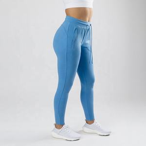 Pantalon de jogging taille haute pour femme avec poches, logo personnalisé, en tissu éponge anti-boulochage, respirant, avec cordon de serrage, idéal pour le yoga - Product Image 4