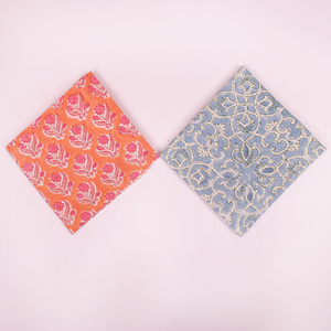 Pañuelo Cuadrado de Algodón con Estampado Azul y Naranja, Casual, Transpirable, para Primavera/Verano, Impresión Digital, a la Moda, Suave al Contacto con la Piel - Product Image 2