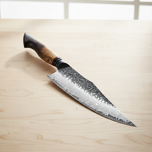 Nouveau couteau de chef Santoku en acier Damas 6-7,9 pouces, ambidextre, manche personnalisé en bois brûlé blanc, finition polie haute brillance, tranchant, style vintage - Product Image 4