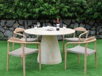 Obsidyen Eclipse Modern Çiftlik Evi Yuvarlak Yemek Masası Lüks Minimalist Siyah Dış Mekan Çimento