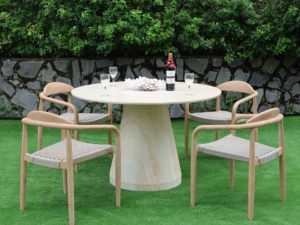 Obsidian Eclipse Modern Farmhouse <b>Round</b> Dining <b>Table</b> Luxury Minimalist Black Outdoor Cement - Product Image 2