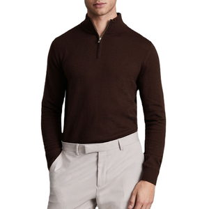 Men's Solid Color <b>Sweater</b> Full Sleeve 1/4 Zipper Pullover Winter Knitwear Anti-Pilling Cotton Material - Product Image 4