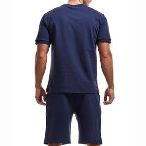 Dernière mode, ensembles courts d'été, ensembles décontractés de t-shirt et short pour hommes, couleur unie, légers et confortables, tenue d'été - Product Image 2