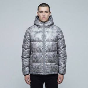 Chaqueta Acolchada Translúcida Informal para Hombre, de Poliéster/Algodón, con Relleno Visible, Cuello Alto, con Capucha, Estilo Urbano, para Otoño - Product Image 1