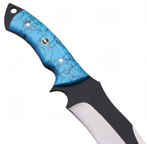 Outil utilitaire d'extérieur personnalisé à lame pleine avec manche en résine composite turquoise - Product Image 4