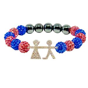 Pulsera de Cuentas de Cristal con Dijes de Niño y Niña, Pulsera Elástica, Accesorio de Joyería de Moda para Mujer, Regalo para Uso Diario - Product Image 4