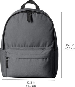 Basics Classic School <b>Backpack</b> with Multiple Compartments, Sturdy Construction, Adjustable <b>Straps</b> - Grey - Product Image 6