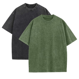 Camisetas de algodón grueso de 220 GSM para hombre, estilo vintage, lisas, con lavado ácido, extragrandes, al por mayor - Product Image 2