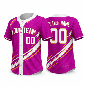 Maillot de baseball en polyester 100 % de haute qualité pour hommes, rayé, à manches courtes, avec fermeture boutonnée sur le devant, en maille respirante, vente en gros - Product Image 5