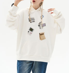 Sudadera unisex gruesa y pesada con capucha, estilo holgado, de felpa, con cremallera larga, verde, de algodón, para invierno, unisex, para trabajo, 100% bordada, mezcla de forro polar, ecológica. - Product Image 2