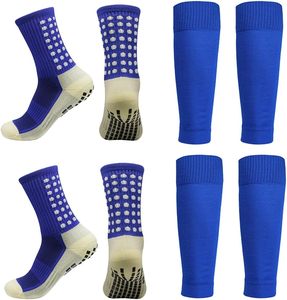 2 Set Anti-Slip <b>Grip</b> Soccer <b>Socks</b> with Shin Guard Sleeves, Sports Athletic <b>Socks</b> for Men Women - Product Image 1