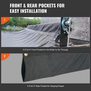Telo in rete per camion ribaltabile in PVC nero resistente 7 x 22 piedi con occhielli in ottone a doppia tasca da 5,5 pollici e 18 once, accessorio per il controllo del carico - Product Image 4