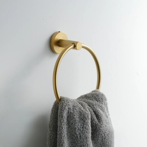 Porte-serviettes mural minimaliste en métal, cylindrique, résistant à la rouille, à un seul niveau, pour rangement de salle de bain - Product Image 2