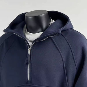 เสื้อฮู้ดดี้ผ้าฝ้าย 100% หนานุ่ม คอซิปครึ่งตัว แบบสวมหัว สั่งทำได้ เสื้อฮู้ดดี้ซิปครึ่งตัวสำหรับผู้ชาย - Product Image 3