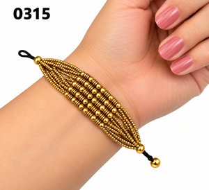 Bracelet élastique ajustable fait main en perles de laiton vintage MWB CRAFTING, modèle MWB-0312 OPC Private Limited pour femmes, vente en gros - Product Image 5