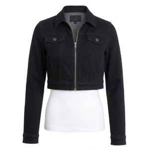 Chaqueta vaquera negra corta - Chaqueta vaquera para mujer de mezcla de algodón ecológica, de secado rápido y transpirable - Product Image 1