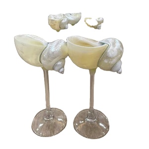 Soporte de anillo de concha de mar Turbo pulido hecho a mano/copas de vino de concha de mar personalizadas para boda y restaurante decoración artesanal verano - Product Image 4