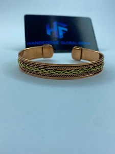 Luxury Handforge Global Impex HGI-80098 Vintage Gold Plated <b>Copper</b> Cuff <b>Bracelet</b> Sustainable Solid <b>Copper</b> Bangle for Wedding - Product Image 2