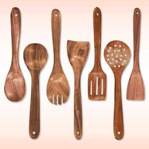 Cucharas de Cocina de Madera Ecológicas, Mango Largo, Diseño Clásico y Duradero para Uso en la Cocina - Product Image 2