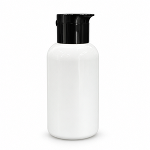 Bouteille Boston courte en PET blanc de luxe de 100 ml avec pompe à lotion noire |   Emballage cosmétique pour lotion, hydratant et crème - Product Image 1