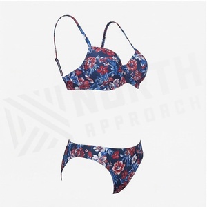 Blue Butterfly Print 2 Piece Yoga <b>Set</b> With Gold Trim Deep V Neck Halter Bodysuit And Knee Length Wrap <b>Skirt</b> - Product Image 3