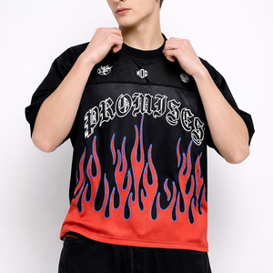 Vintage Streetwear Men's Sports Mesh Jersey Custom Number Printing Retro Mesh Jersey Boxy Fit Cropped American Football <b>Shirt</b> - Product Image 4