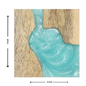 Juego de Posavasos Modernos de Resina y Madera, Rectangulares, Antideslizantes, Diseño de Río Azul, Decoración de Mesa - Product Image 5