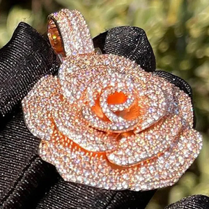 Pendentif en rotin glacé de luxe de haute qualité, bijoux hip-hop, logo personnalisé, plaqué or, argent sterling 925, moissanite taille brillant VVS - Product Image 4