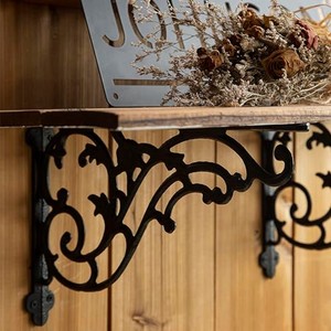 Paires de supports muraux décoratifs en fonte - Style victorien, motif festonné, métal noir - Vente en gros - Product Image 5