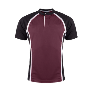 Maillot de sport 100 % polyester à blocs de couleur, manches courtes, col baseball, anti-humidité, pour entraînement d'équipe et matchs athlétiques - Product Image 1