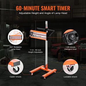 Lampada a Infrarossi per Auto 1500W con Riscaldamento Automatico 60 Min, Area di Cottura 3,44 Piedi Quadrati per Verniciatura a Spruzzo - Product Image 4
