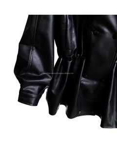 Chaqueta de Motociclista de Cuero Genuino con Relleno de Poliéster para Mujer, con Cierre de Cremallera, Bolsillo Transpirable, Acabado para Todas las Estaciones - Product Image 4