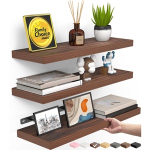 Sheesham Wood <b>Floating</b> Wall <b>Shelf</b> - Hand-Carved Jali <b>Bracket</b> Design Wholesale - Product Image 1