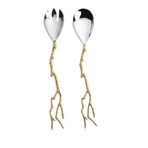 Ensemble de cuillères à salade en métal pour usage quotidien, durable, pour la table de salle à manger ou de cuisine, en acier inoxydable, résistant à la rouille, design élégant - Product Image 2