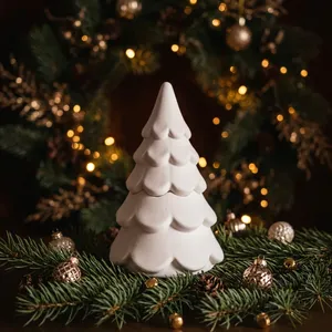 Handmade Collection White Resin Pine Shape Christmas <b>Tree</b> Small Indoor Tabletop Decor Durable Modern Style Eco-Friendly - Product Image 5