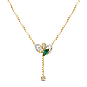 สร้อยคอเพชร Leaf Embrace Green Stone ประดับด้วยจี้รูปหยดน้ำอันละเอียดอ่อนและดีไซน์ที่ได้รับแรงบันดาลใจจากธรรมชาติอย่างสง่างาม - Product Image 1