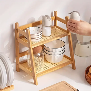 Bamboo Coffee <b>Bar</b> Organizer, Bamboo Storage <b>Shelf</b> for Kitchen Countertop, Coffee Station Accessories Rack - Product Image 1