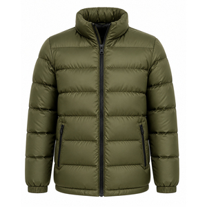 Blouson matelassé pour homme, couleur unie, polyester, hiver, décontracté, fermeture éclair, tendance, coupe-vent, respirant, col montant, coupe droite - Product Image 6