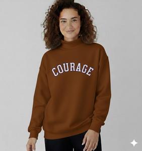 Sweat-shirt d'hiver surdimensionné à col montant pour femme, en molleton épais, mélange polyester/coton écologique, brodé uni - Product Image 1