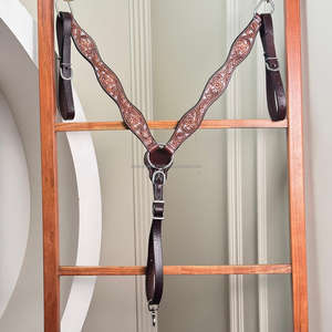 Nouveau collier de poitrine occidental en cuir véritable usiné à la main pour les événements de ranch et de baril de rodéo - Product Image 3