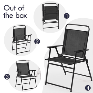 Ensemble de 2 chaises de salle à manger pliables pour patio avec dossier en fer durable noir - Product Image 5