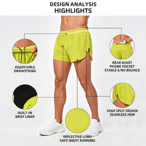 Shorts de marathon professionnels pour hommes, séchage rapide, respirants, avec ourlet fendu, design athlétique pour la course de sprint, la course de longue distance et l'entraînement - Product Image 4